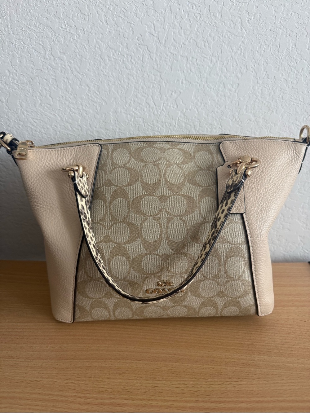 Coach Kasey Signature Canvas and Pebbled Leather Tote with Crossbody